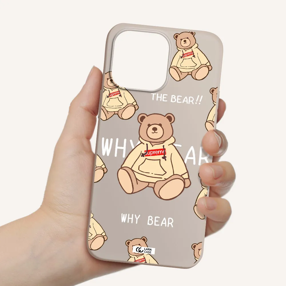 a pattern of a teddy bear Apple iPhone 14 pro Silicone Stone Case