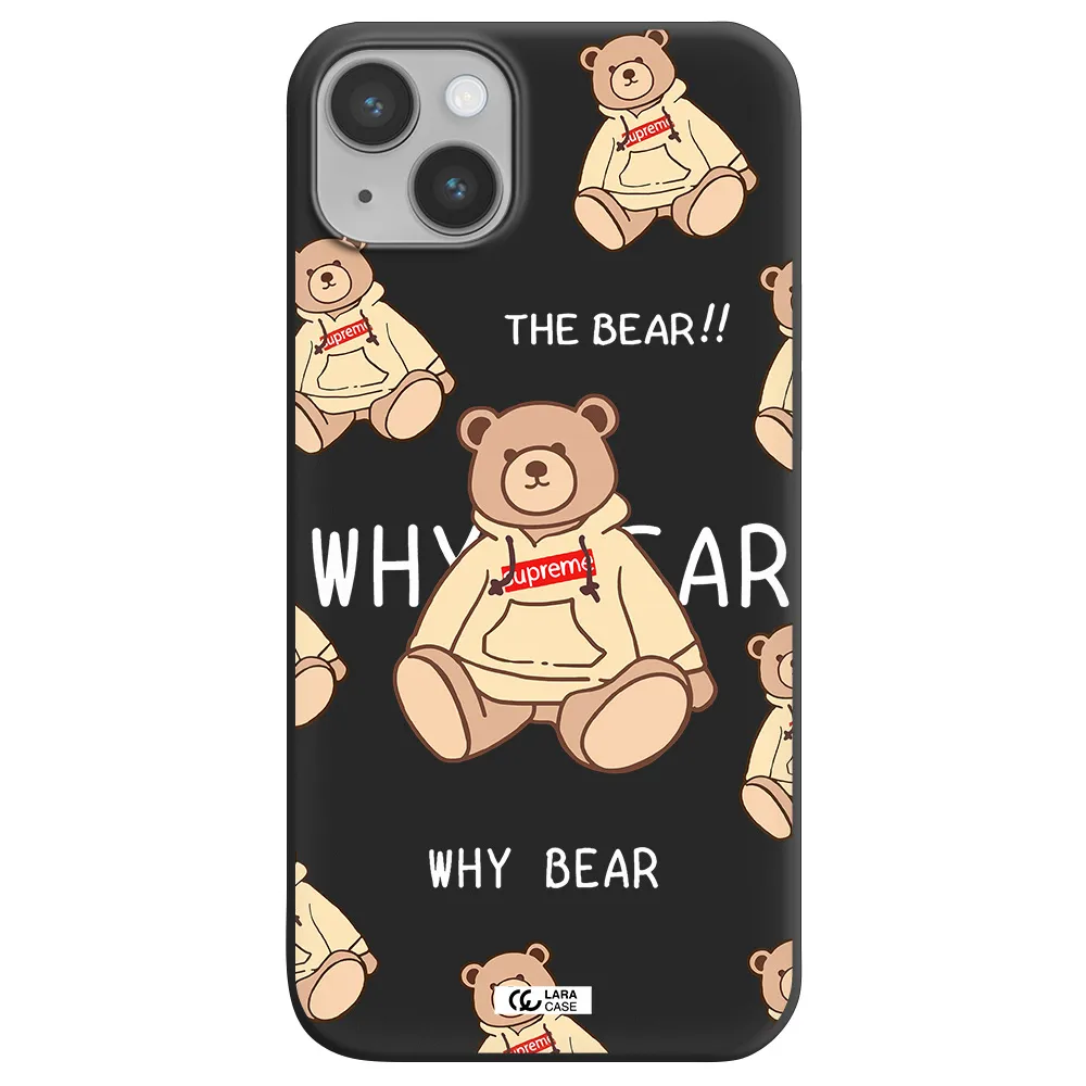 a pattern of a teddy bear Apple iPhone 14 Silicone black Case