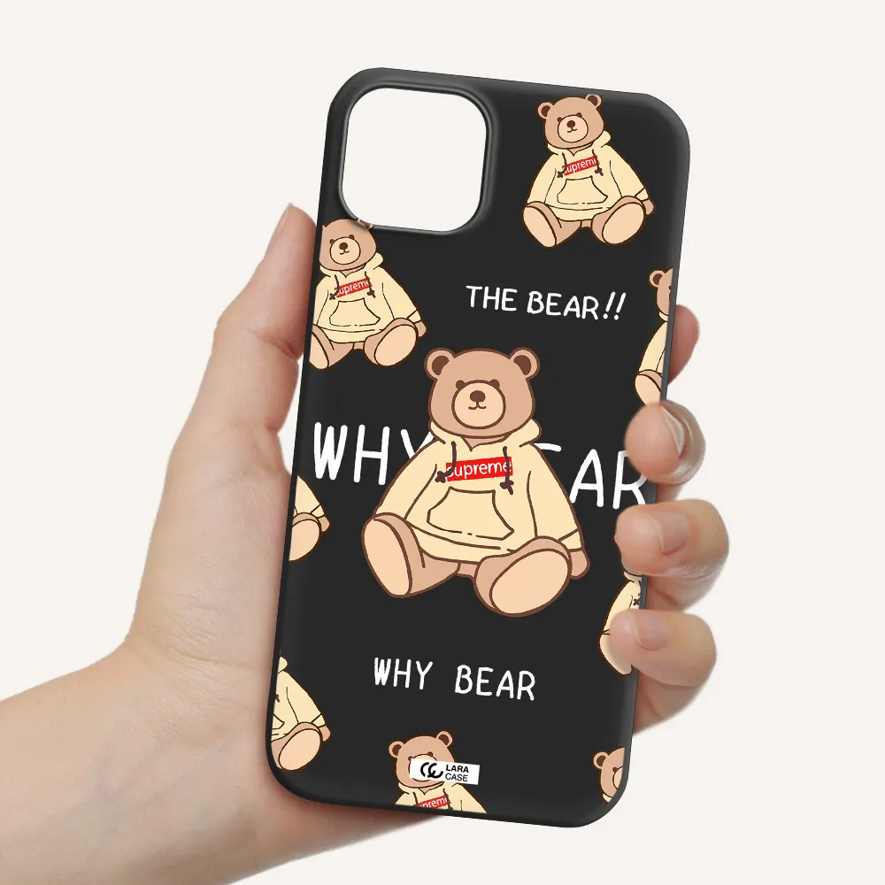a pattern of a teddy bear Apple iPhone 14 Silicone black Case