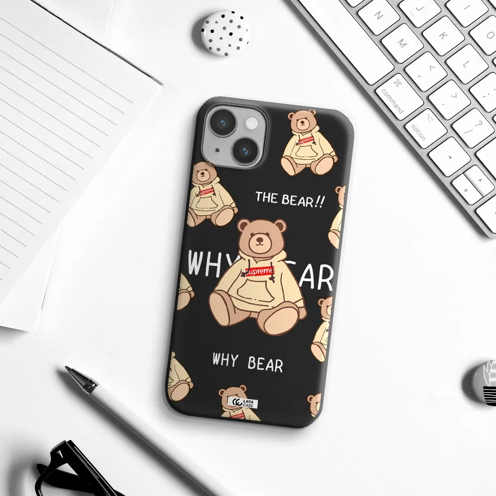 a pattern of a teddy bear Apple iPhone 14 Silicone black Case