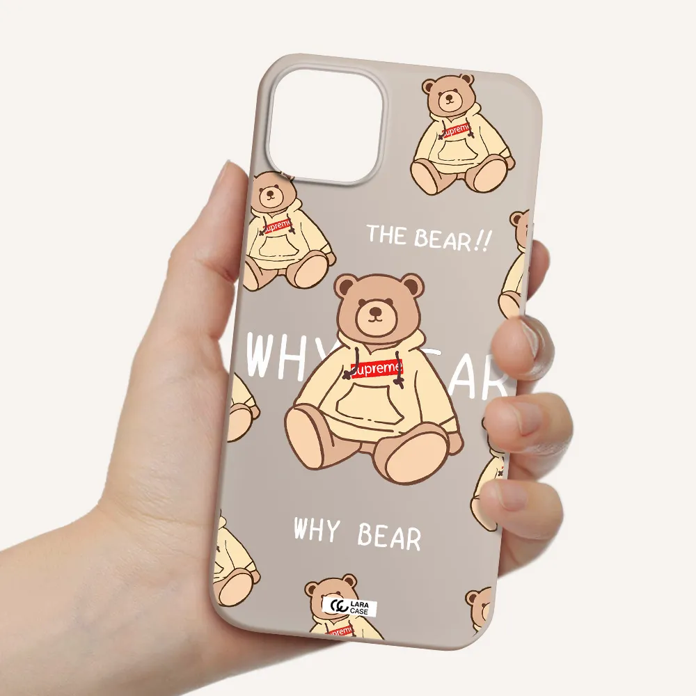 a pattern of a teddy bear Apple iPhone 14 Silicone Stone Case