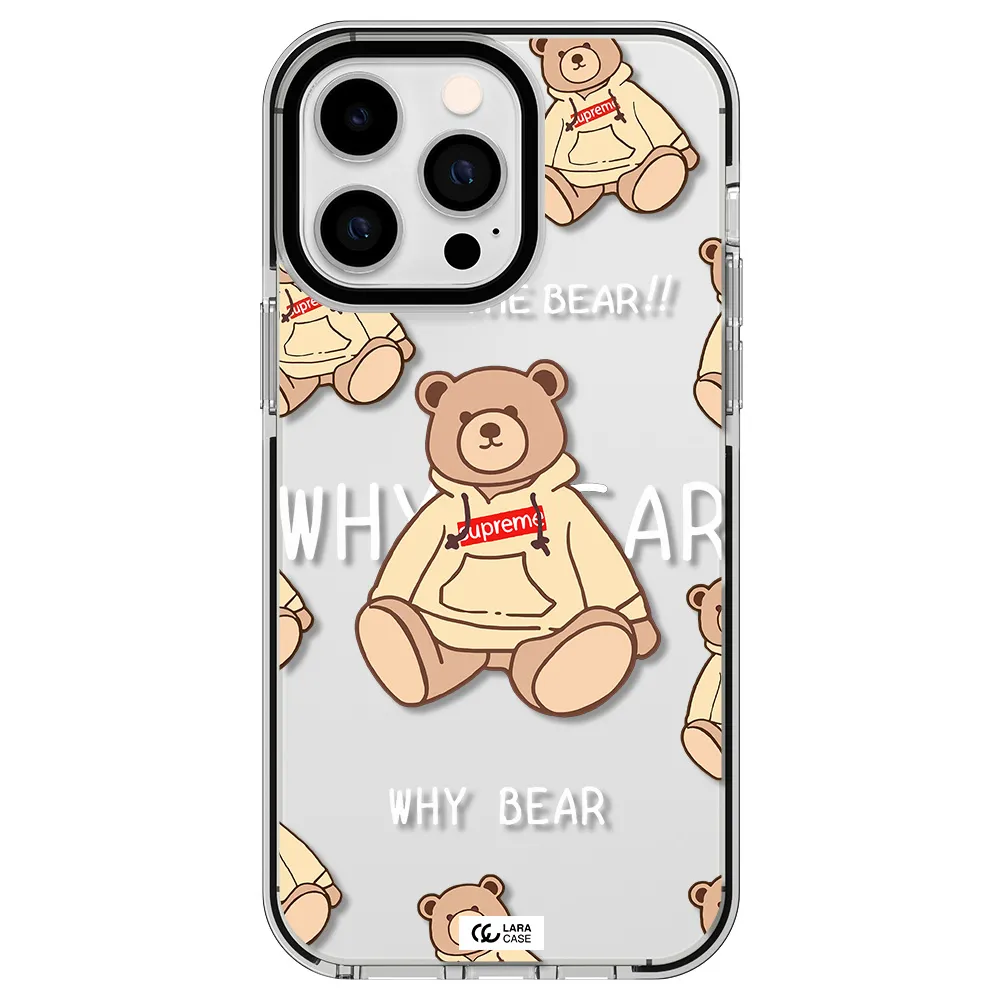 a pattern of a teddy bear Apple iPhone 15 Pro Max impact black border Case