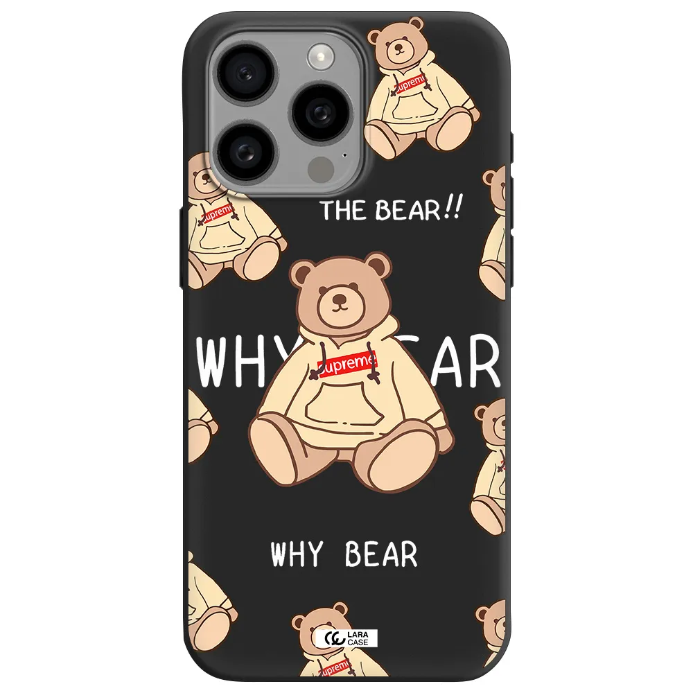 a pattern of a teddy bear Apple Iphone 15 Pro max Silicone black Case