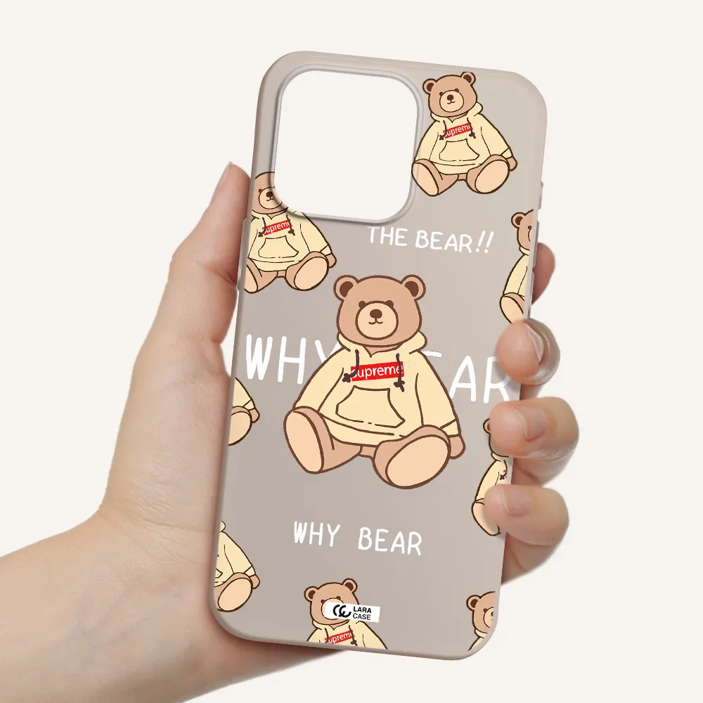 a pattern of a teddy bear Apple Iphone 15 Pro max Silicone Stone Case