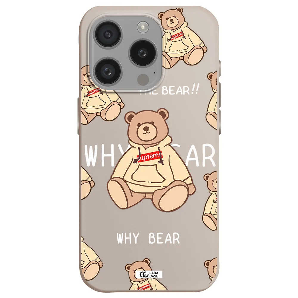 A Pattern Of A Teddy Bear Apple Iphone 15 Pro Silicone Stone Case
