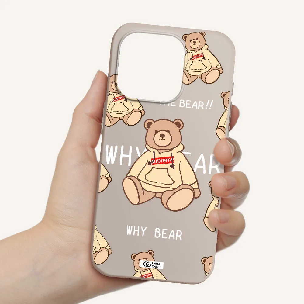 A Pattern Of A Teddy Bear Apple Iphone 15 Pro Silicone Stone Case