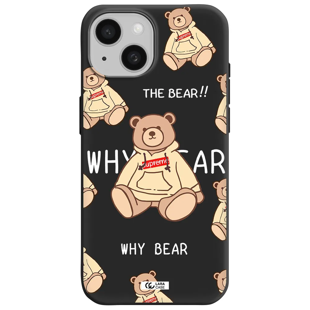 a pattern of a teddy bear Apple iPhone 15 Silicone black Case