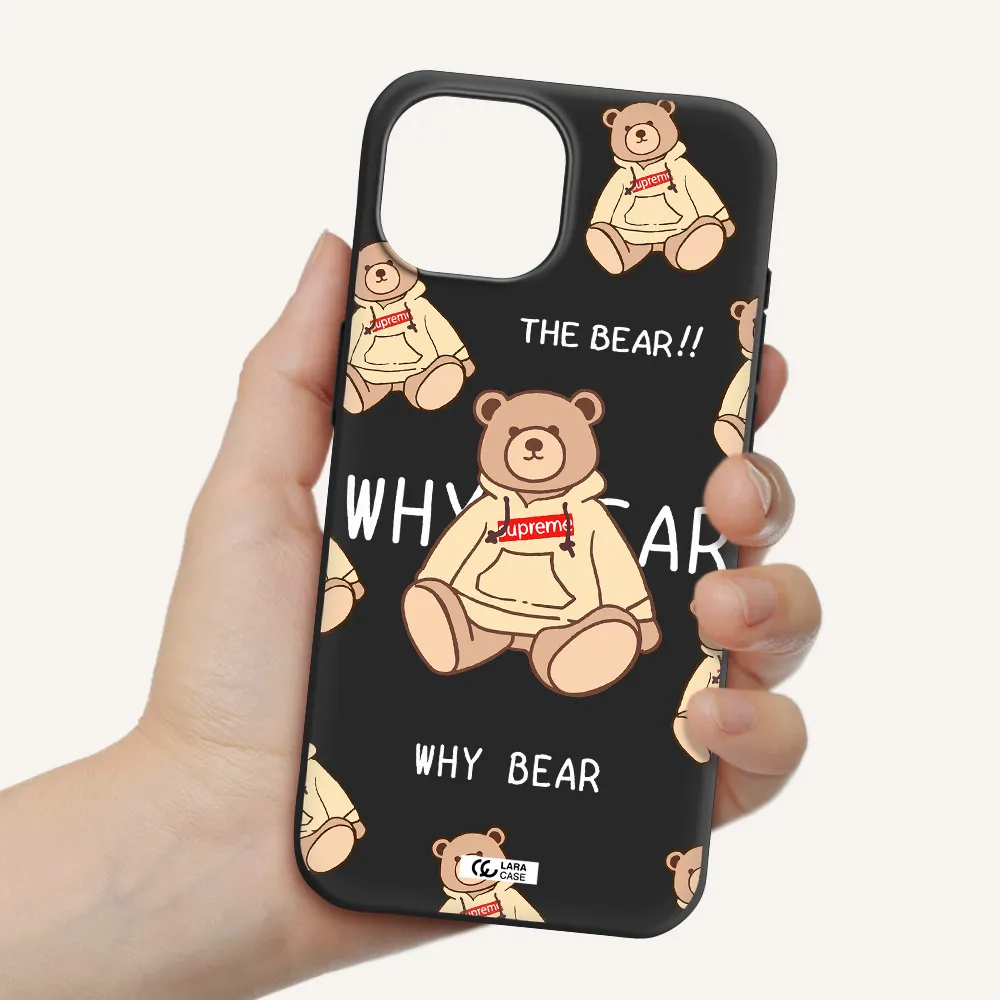 a pattern of a teddy bear Apple iPhone 15 Silicone black Case