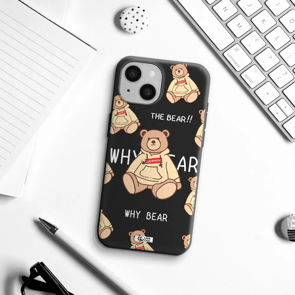 a pattern of a teddy bear Apple iPhone 15 Silicone black Case