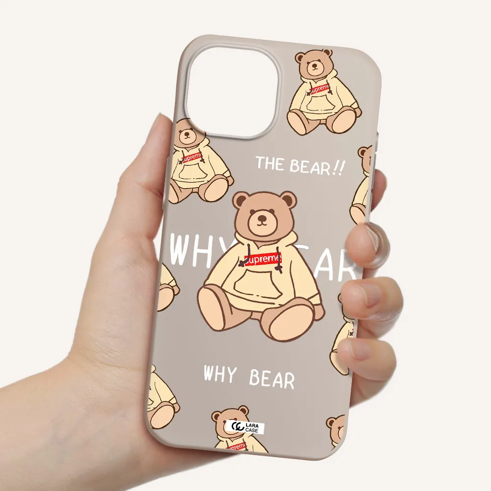 a pattern of a teddy bear Apple iPhone 15 Silicone Stone Case