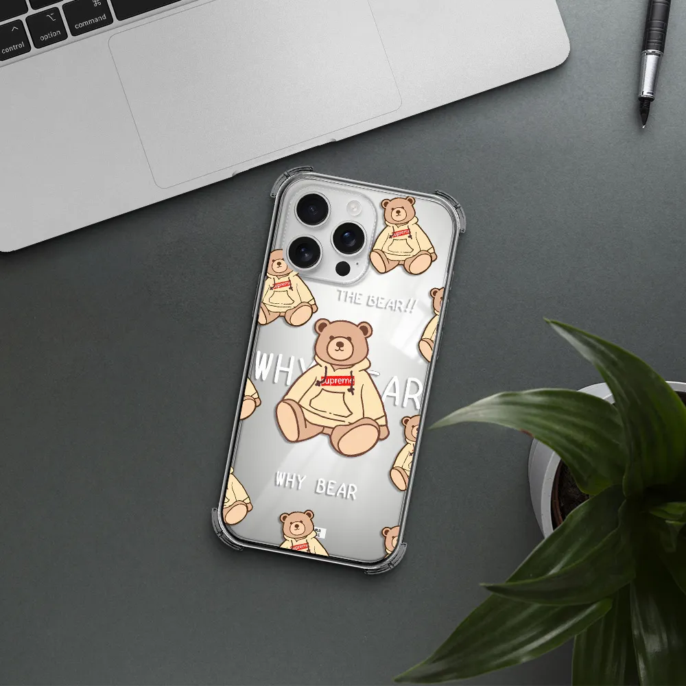 A Pattern Of A Teddy Bear Apple Iphone 16 Pro Max Clear Pc Case