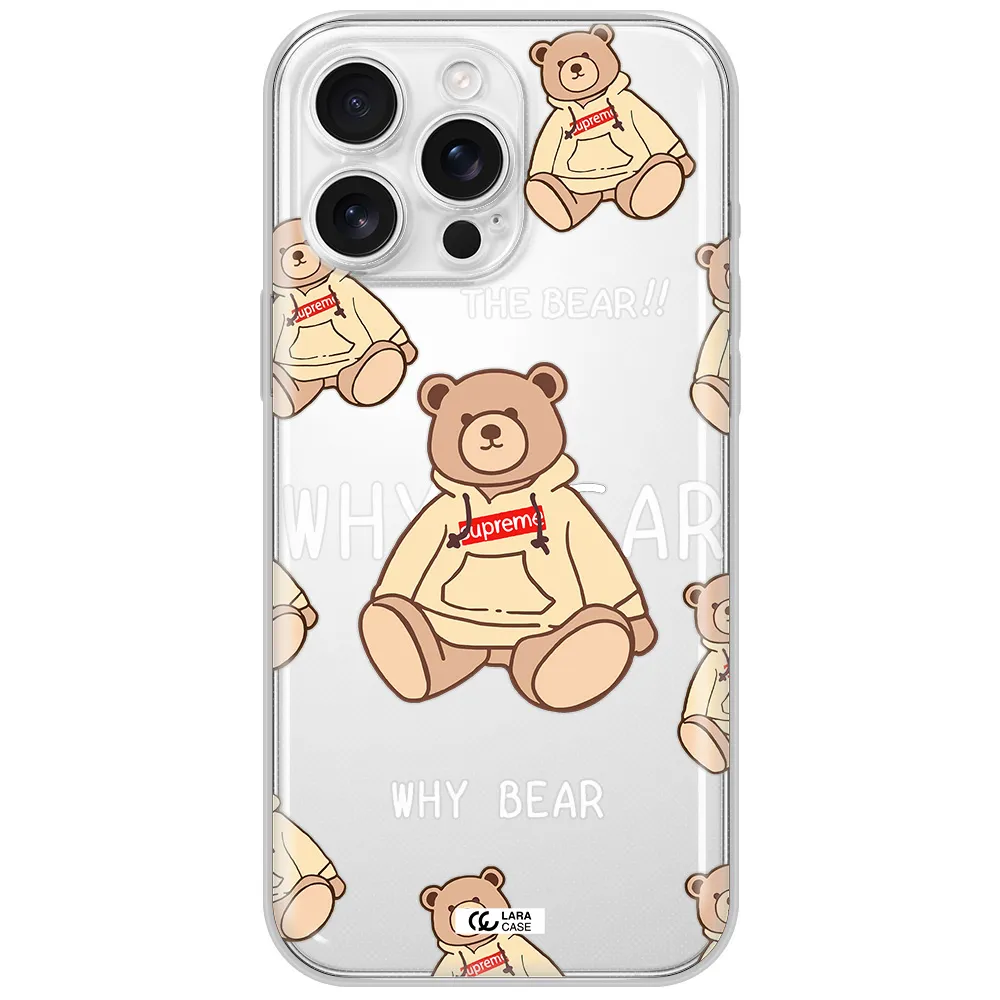 A Pattern Of A Teddy Bear Apple Iphone 16 Pro Max Clear Tpu Case