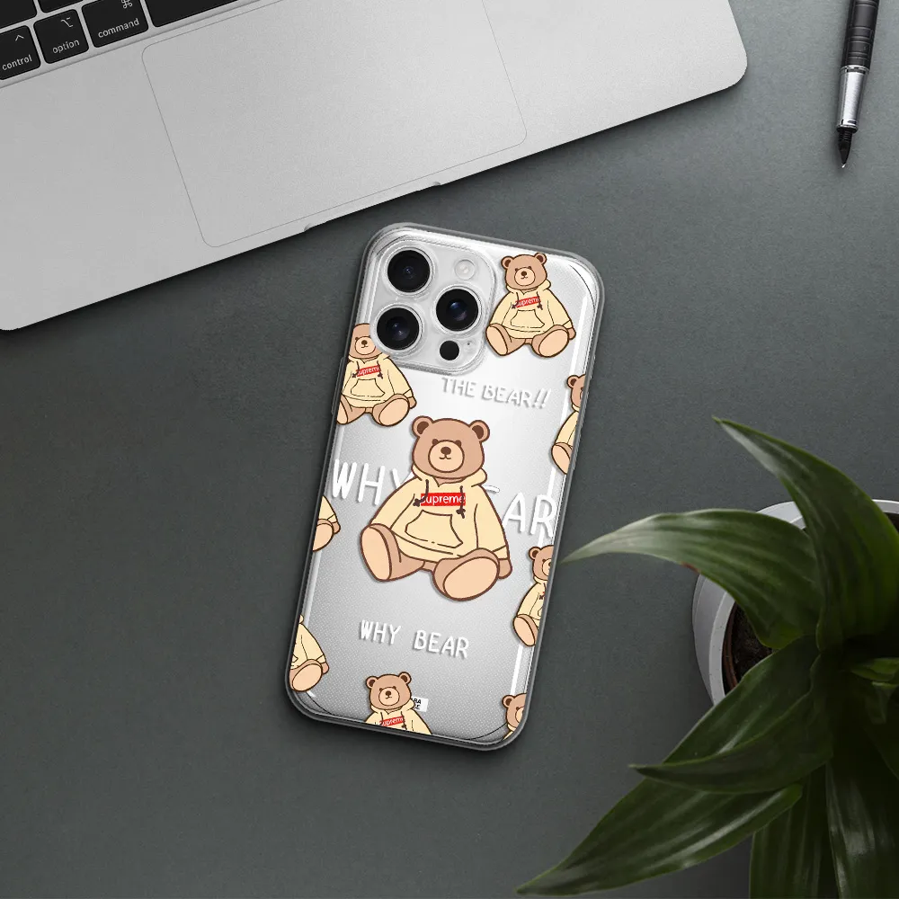 A Pattern Of A Teddy Bear Apple Iphone 16 Pro Max Clear Tpu Case