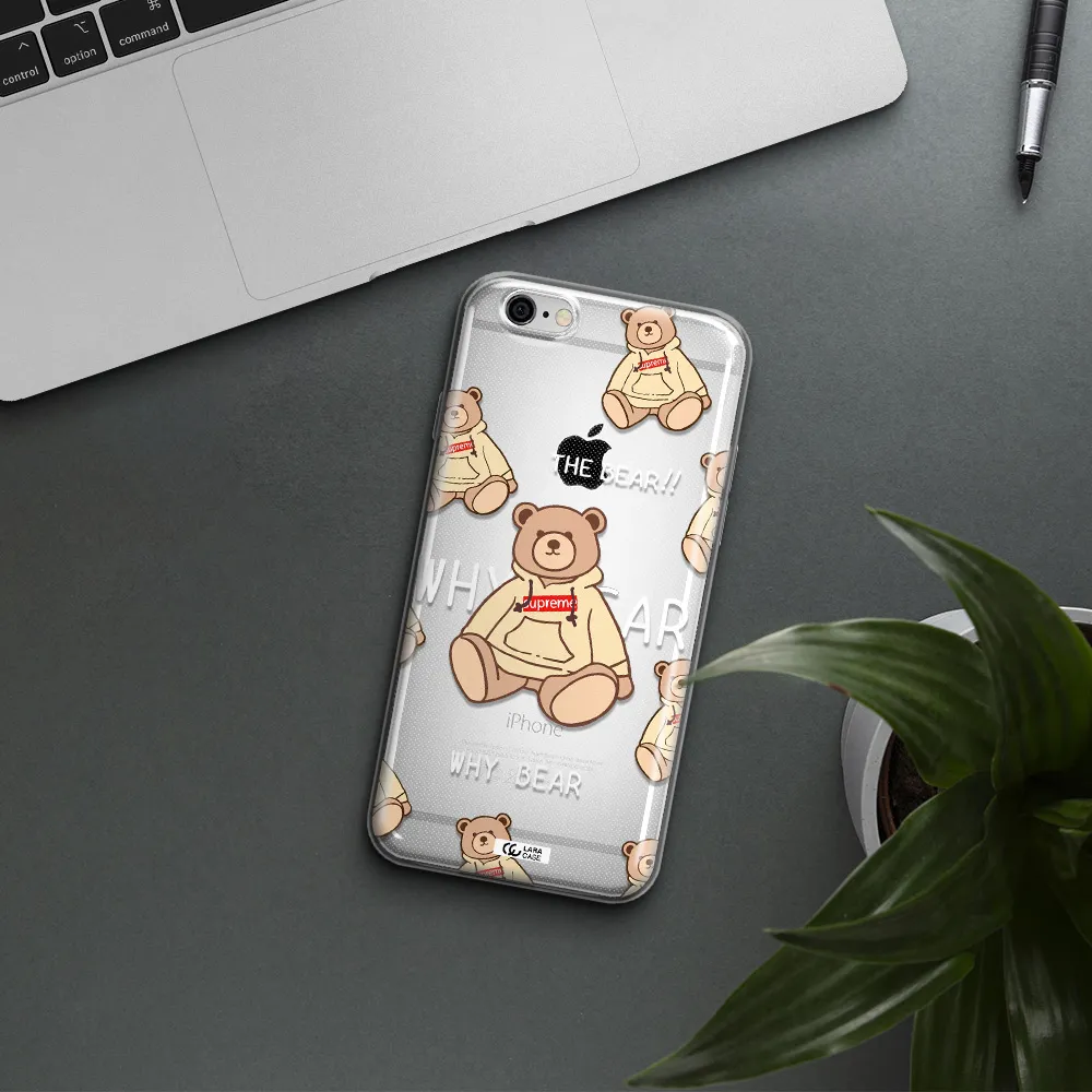 A Pattern Of A Teddy Bear Apple Iphone 6 Clear Tpu Case