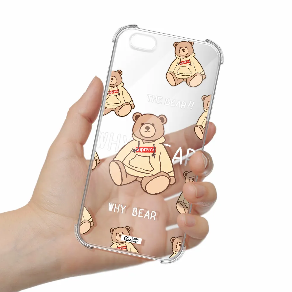 a pattern of a teddy bear Apple iPhone 6 plus Clear PC Case