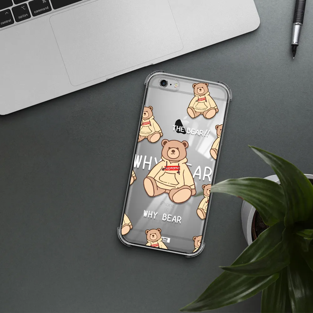 a pattern of a teddy bear Apple iPhone 6 plus Clear PC Case