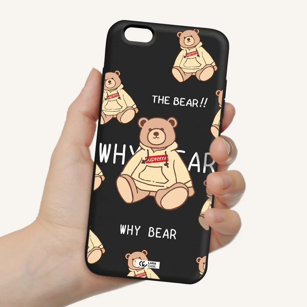a pattern of a teddy bear Apple iPhone 6 plus Silicone black Case