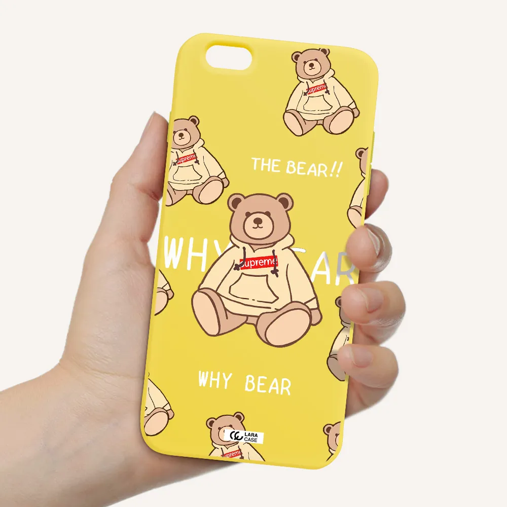 a pattern of a teddy bear Apple iPhone 6 plus Silicone canary yellow Case