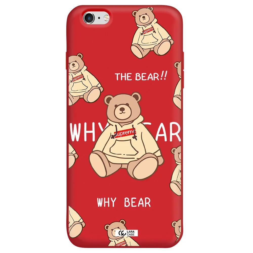 a pattern of a teddy bear Apple iPhone 6 plus Silicone Imperial Red Case