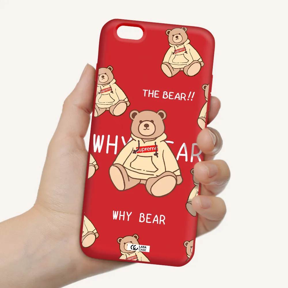 a pattern of a teddy bear Apple iPhone 6 plus Silicone Imperial Red Case