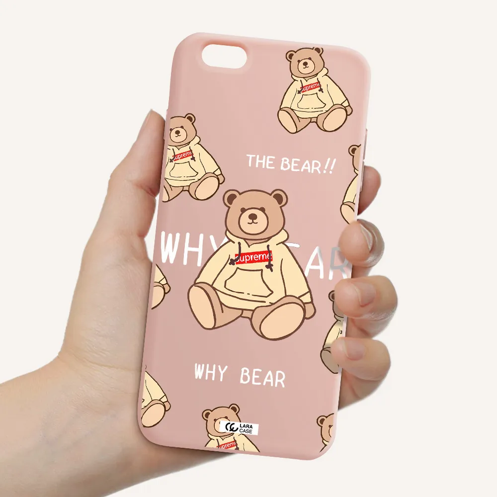 a pattern of a teddy bear Apple iPhone 6 plus Silicone pastel pink Case