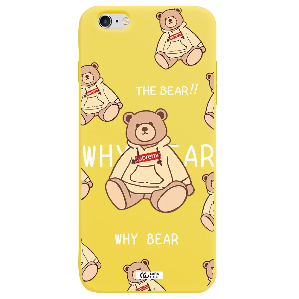 a pattern of a teddy bear Apple iPhone 6 s plus Silicone canary yellow Case