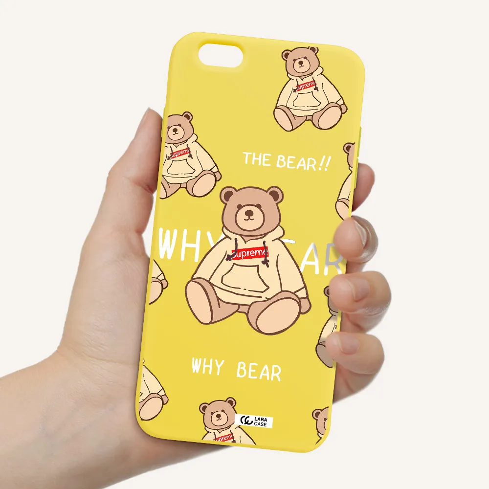a pattern of a teddy bear Apple iPhone 6 s plus Silicone canary yellow Case