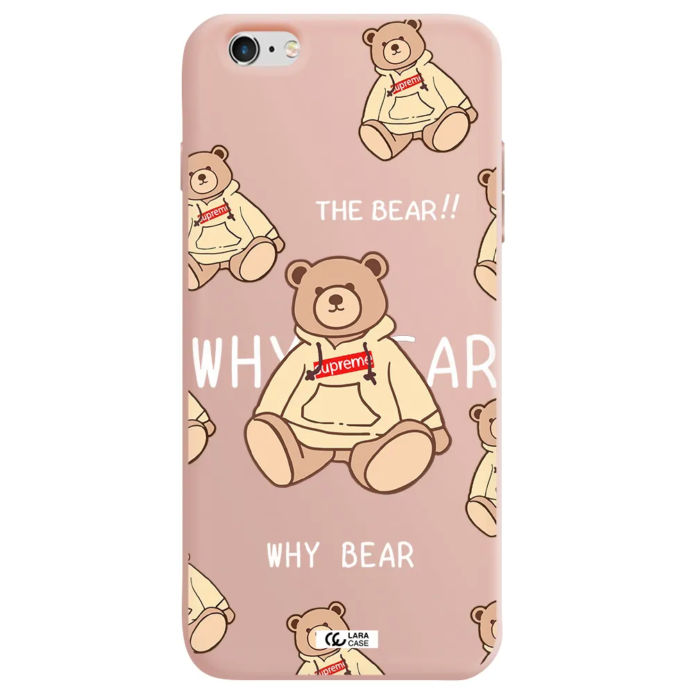 a pattern of a teddy bear Apple iPhone 6 s plus Silicone pastel pink Case