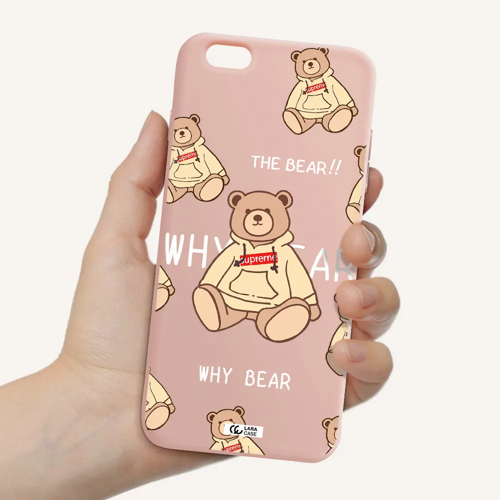 a pattern of a teddy bear Apple iPhone 6 s plus Silicone pastel pink Case