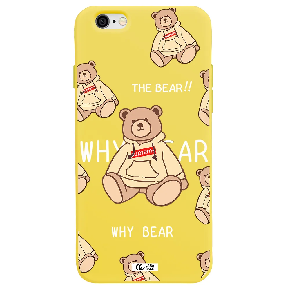 a pattern of a teddy bear Apple iPhone 6 Silicone canary yellow Case