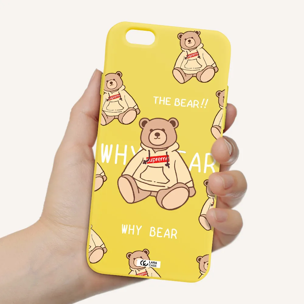 a pattern of a teddy bear Apple iPhone 6 Silicone canary yellow Case