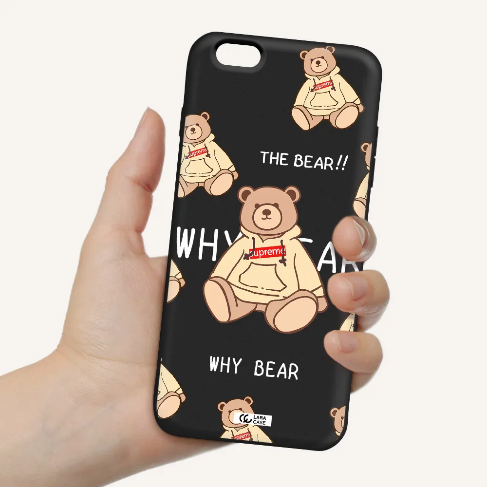 a pattern of a teddy bear Apple iPhone 6S Silicone black Case