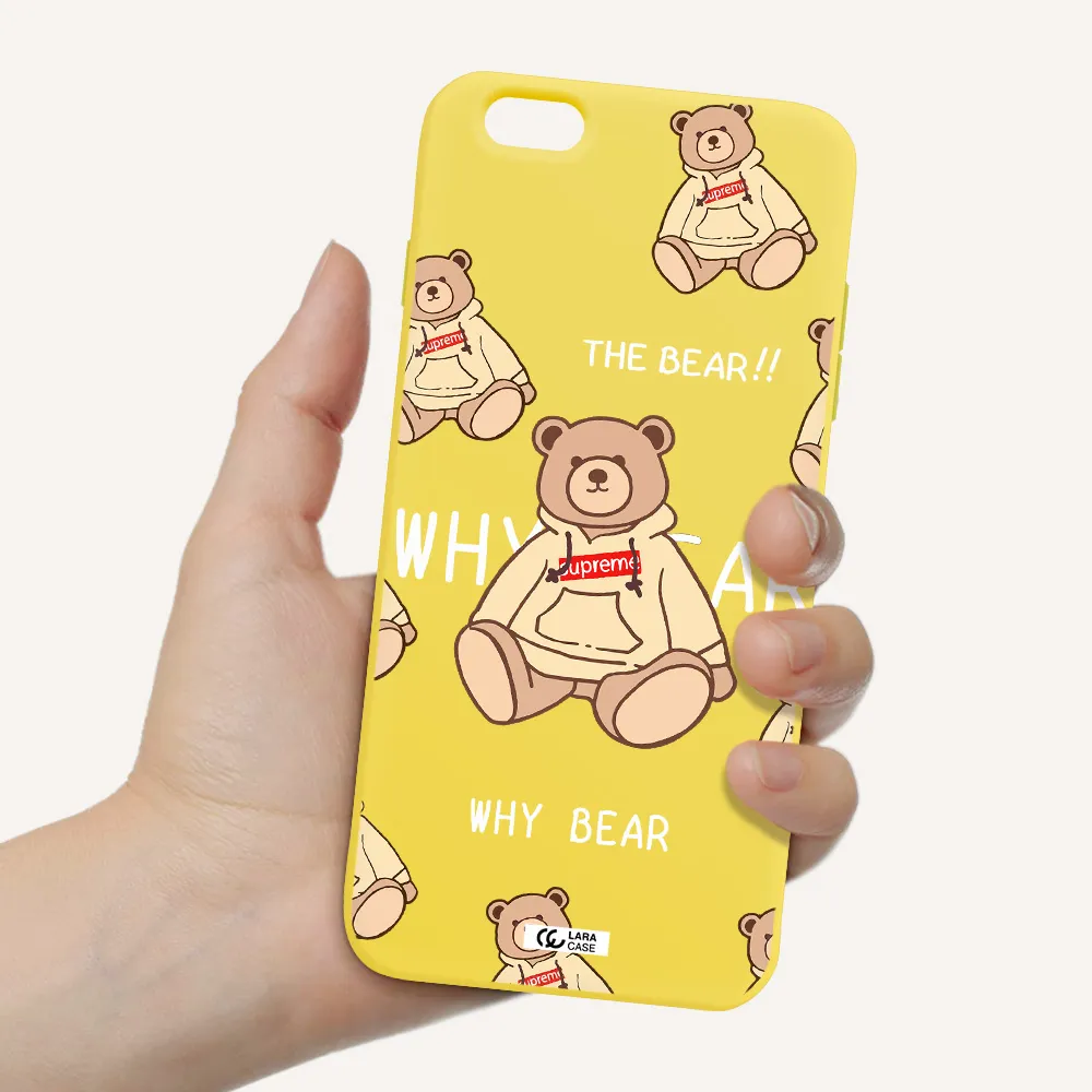 a pattern of a teddy bear Apple iPhone 6S Silicone canary yellow Case