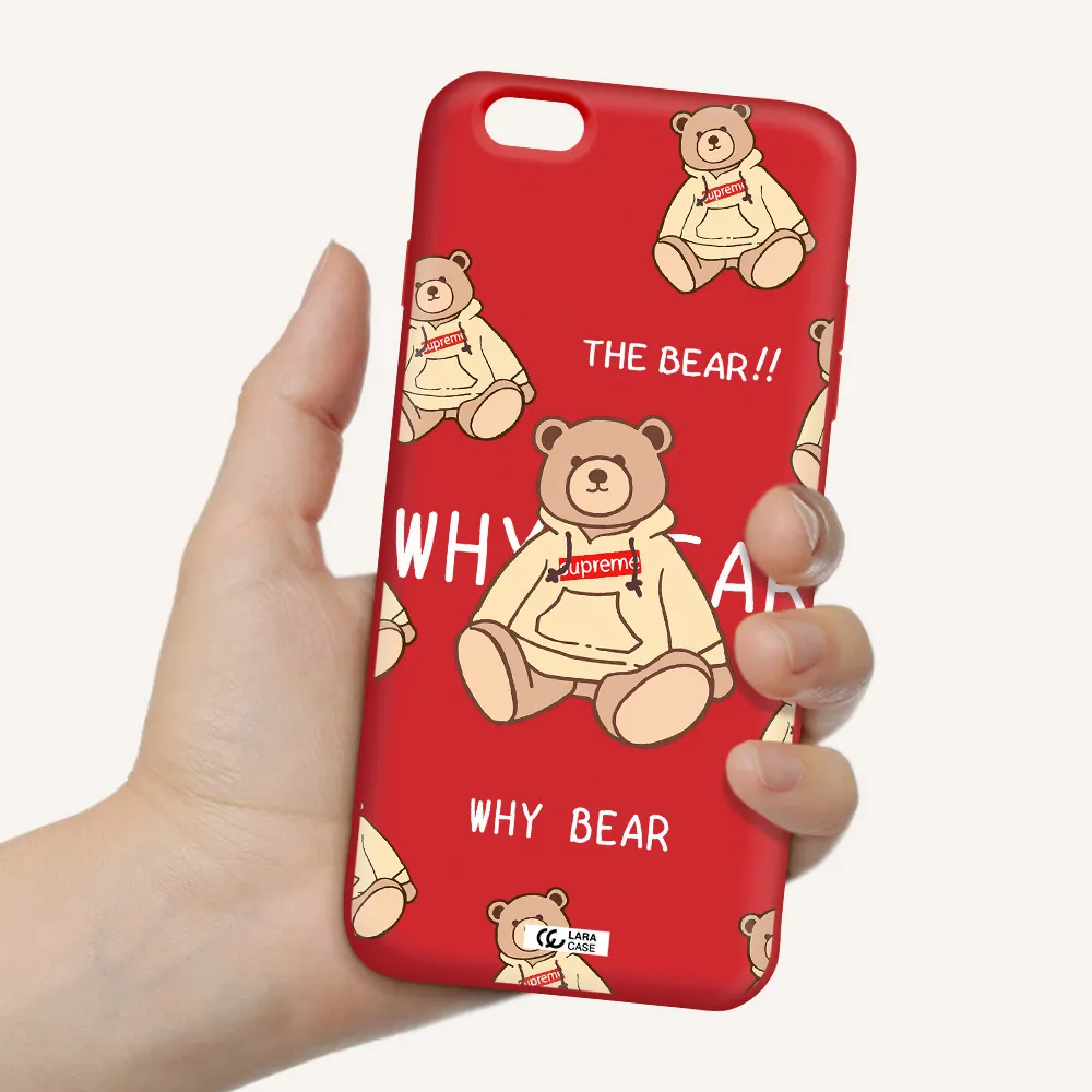 a pattern of a teddy bear Apple iPhone 6S Silicone Imperial Red Case