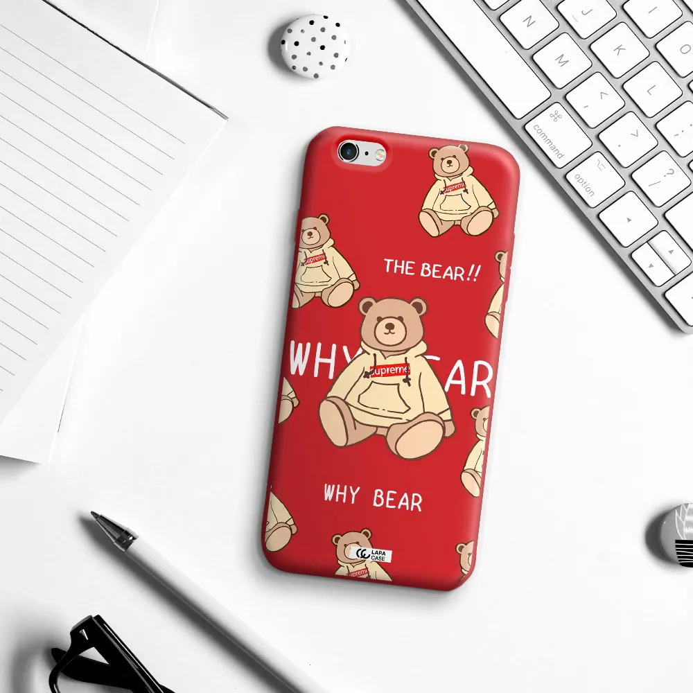 a pattern of a teddy bear Apple iPhone 6S Silicone Imperial Red Case