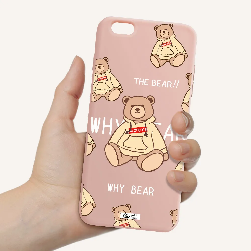 a pattern of a teddy bear Apple iPhone 6S Silicone pastel pink Case