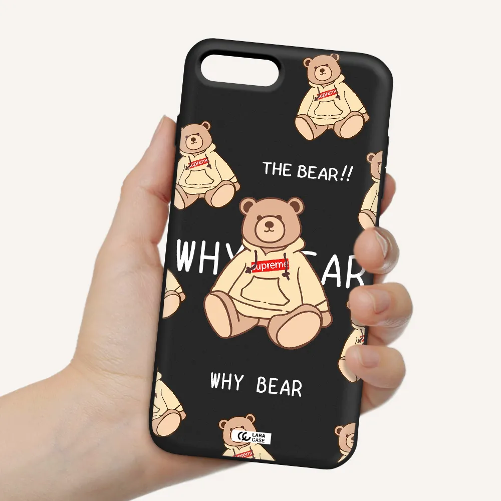 a pattern of a teddy bear Apple iPhone 7 plus Silicone black Case