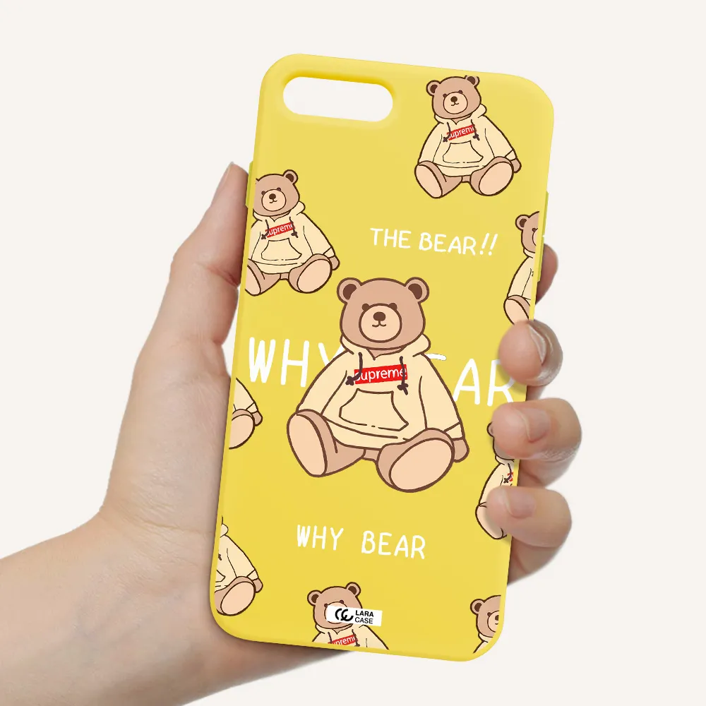 a pattern of a teddy bear Apple iPhone 7 plus Silicone canary yellow Case