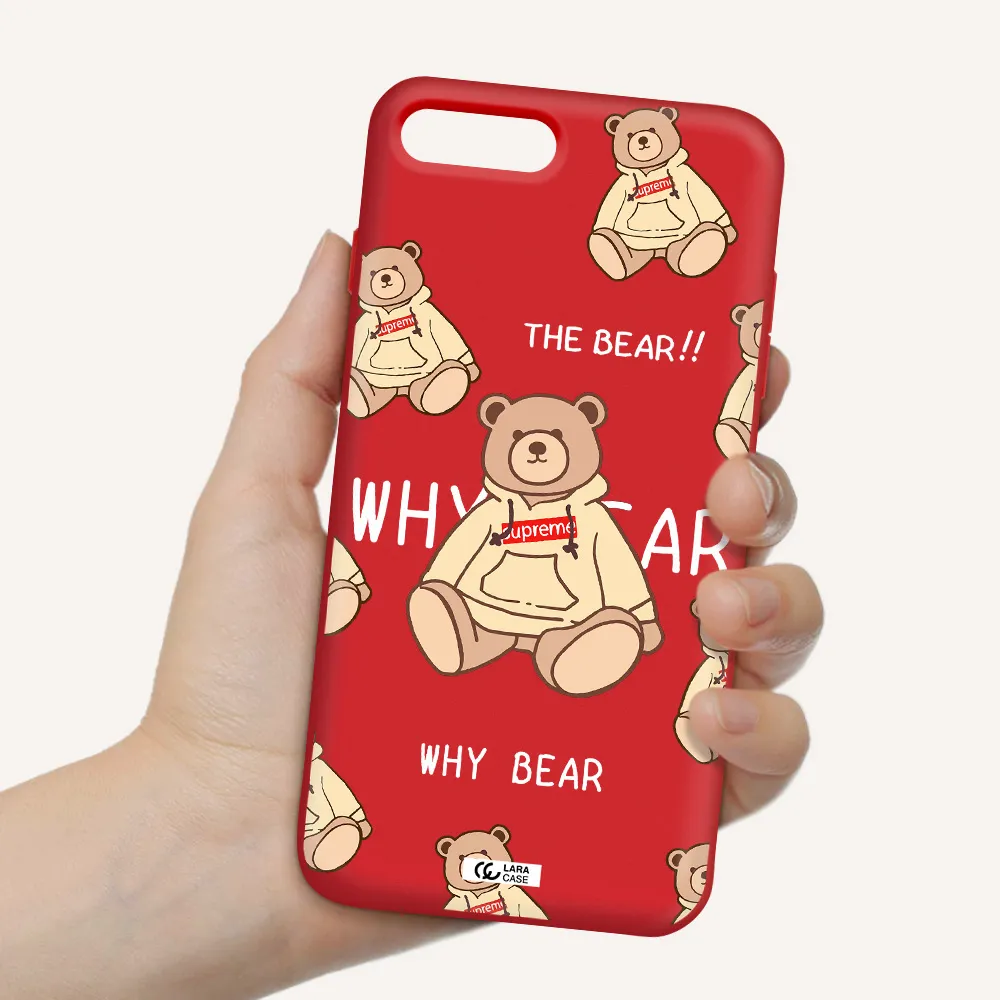 a pattern of a teddy bear Apple iPhone 7 plus Silicone Imperial Red Case
