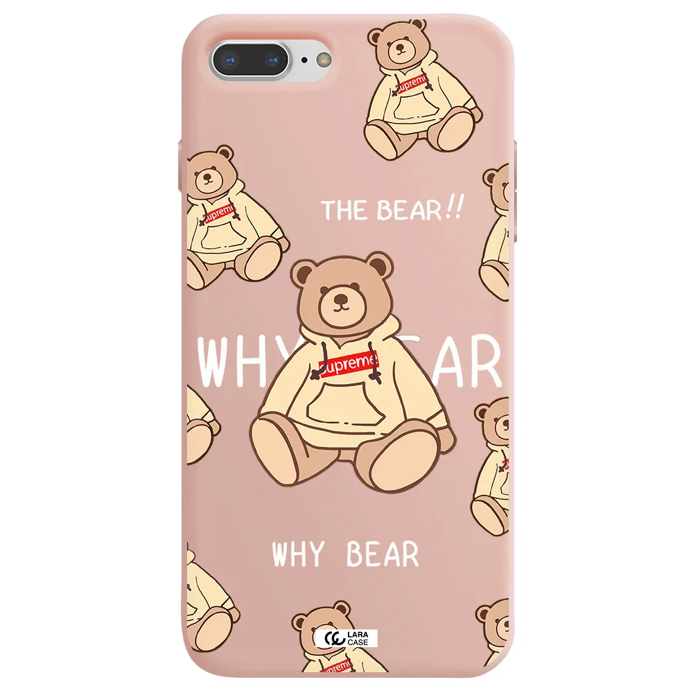 a pattern of a teddy bear Apple iPhone 7 plus Silicone pastel pink Case