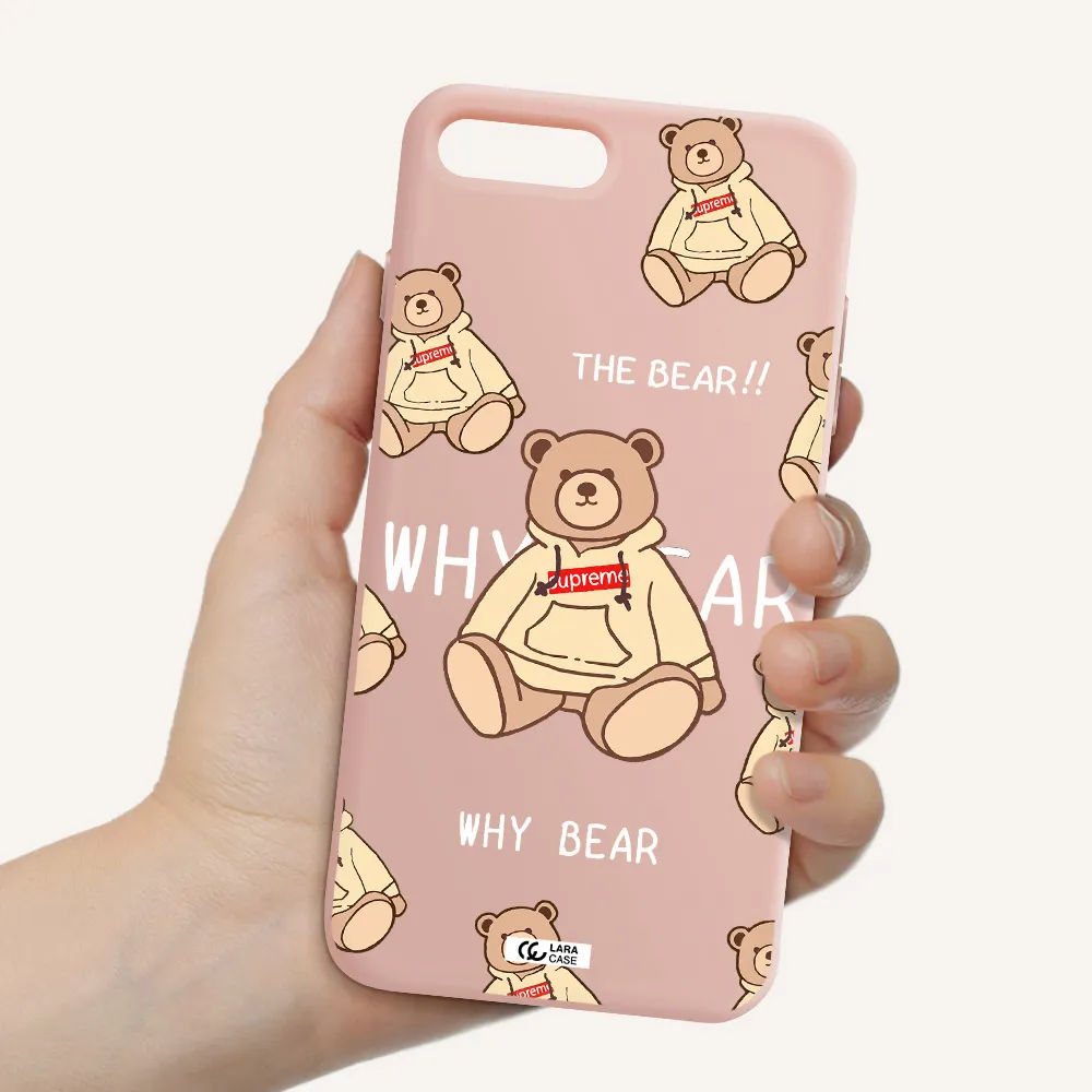 a pattern of a teddy bear Apple iPhone 7 plus Silicone pastel pink Case