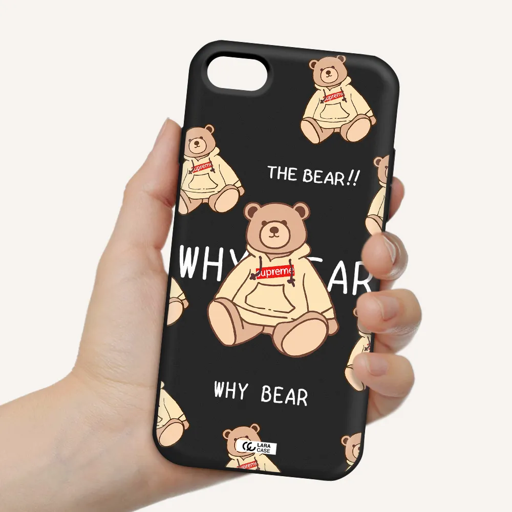 a pattern of a teddy bear Apple iPhone 7 Silicone black Case