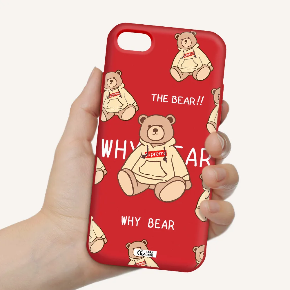 a pattern of a teddy bear Apple iPhone 7 Silicone Imperial Red Case