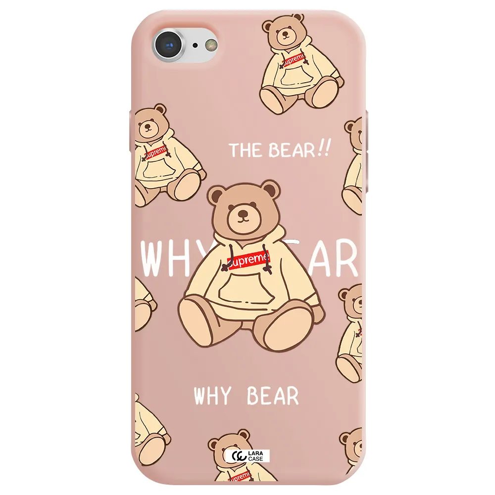 a pattern of a teddy bear Apple iPhone 7 Silicone pastel pink Case