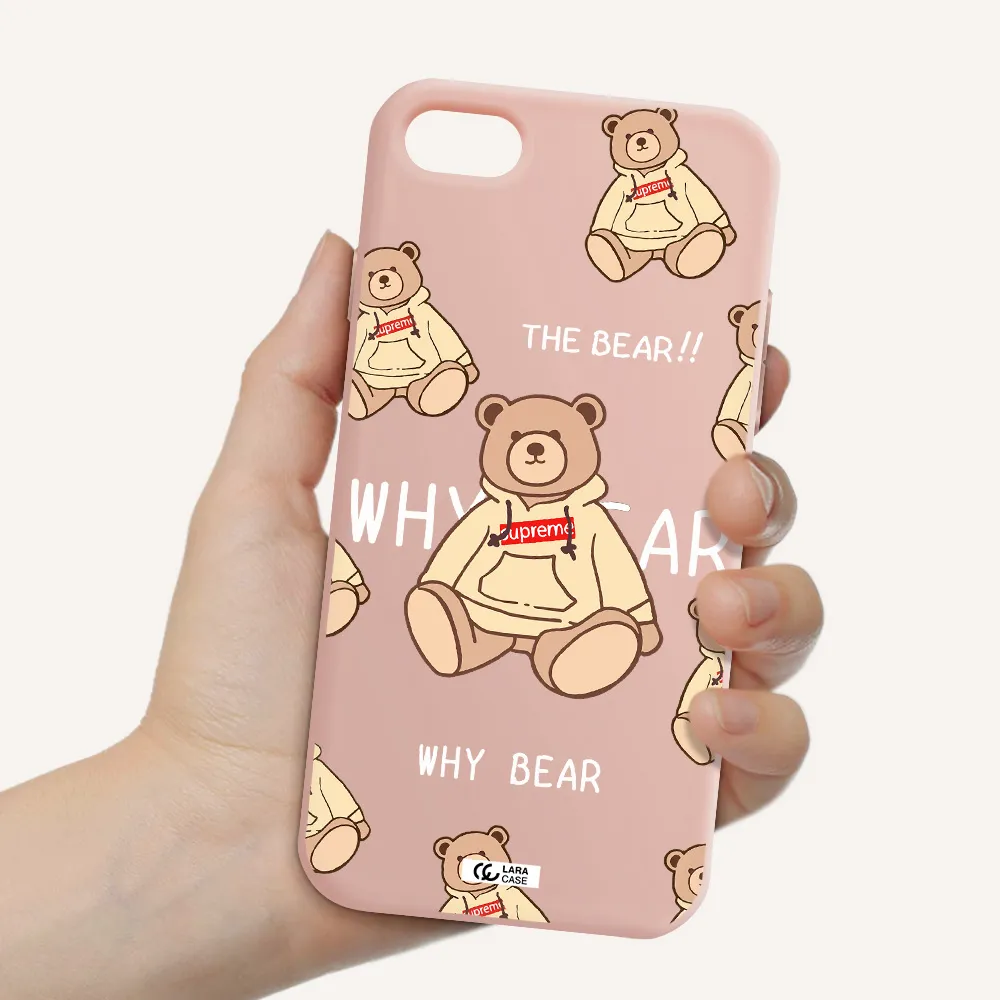 a pattern of a teddy bear Apple iPhone 7 Silicone pastel pink Case