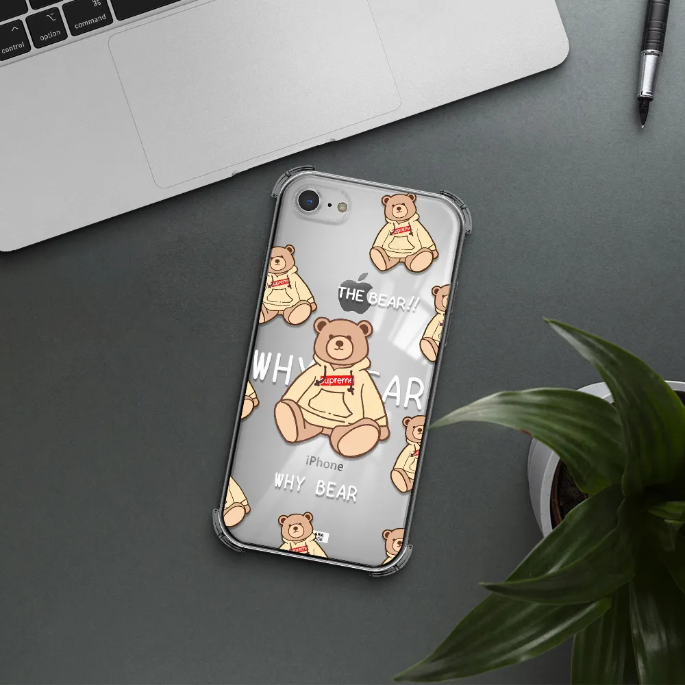 a pattern of a teddy bear Apple iPhone 8 Clear PC Case