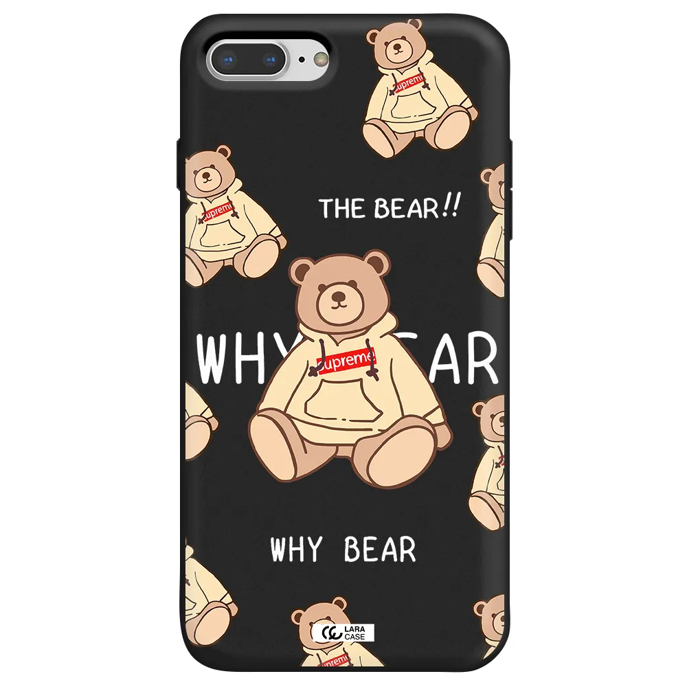 a pattern of a teddy bear Apple iPhone 8 plus Silicone black Case