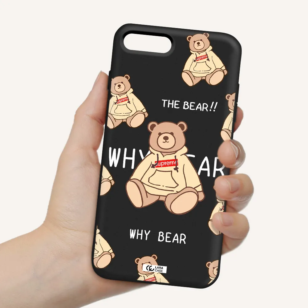 a pattern of a teddy bear Apple iPhone 8 plus Silicone black Case