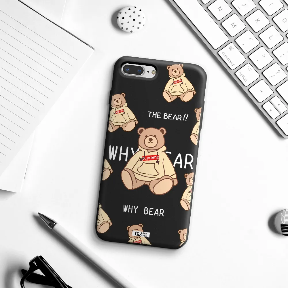 a pattern of a teddy bear Apple iPhone 8 plus Silicone black Case