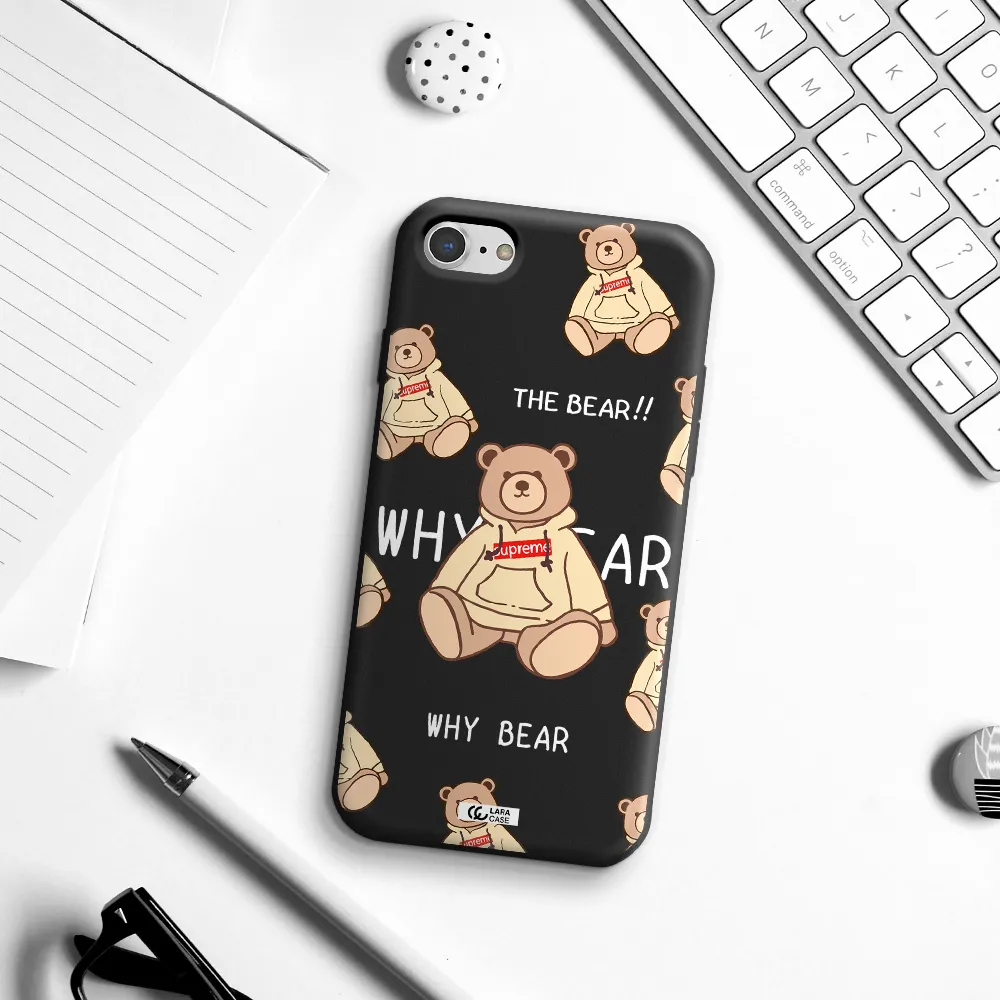 a pattern of a teddy bear Apple iPhone 8 Silicone black Case